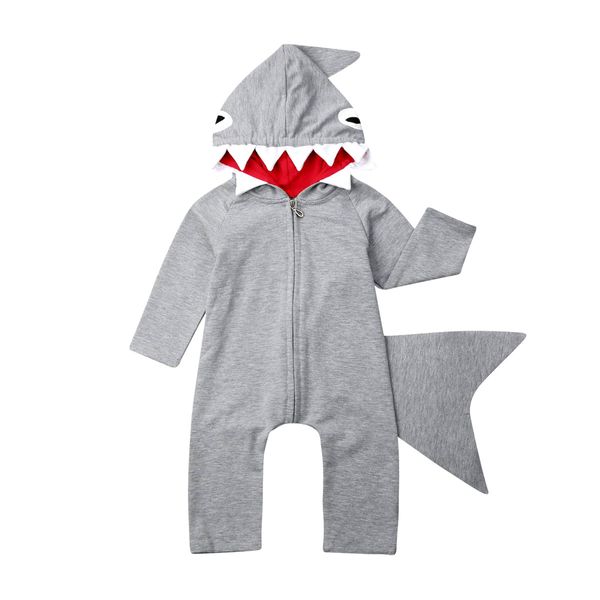 

sping осень новорожденный дети девочка мальчик 3d акула толстовка комбинезон комбинезон одежда костюмы косплей костюм 0-3t, Blue