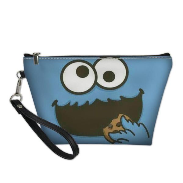 

hycool make up bag funny face expression smile print women makeup organizer ladies casual zipper pu leather girls woman bags