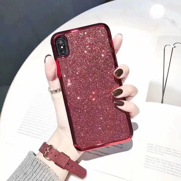 

For iPhone xs max case Premium Luxury Glitter Phone Case TPU Cover Electroplate Edge For iPhone X XR 7 8 Samsung S10 S9