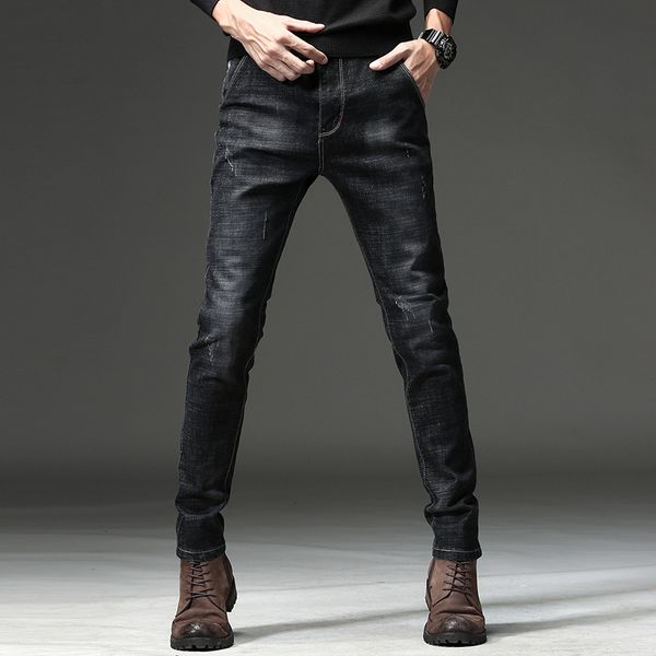 

2020 autumn spring vintage jeans men's classic skinny slim fit fashion restore trouers high quality, Blue