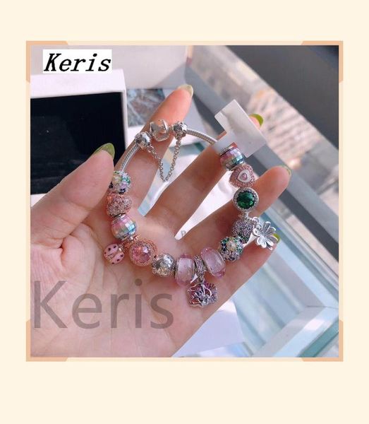 

высокое качество 100% 925 чистого серебра стиль браслет из бисера первого выбора для девочек, Golden;silver