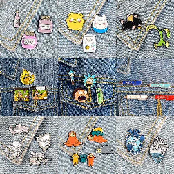 

super bargain enamel pin sets cartoon tv show koala sloth cat ocean heart brooches badges lapel pins, Gray
