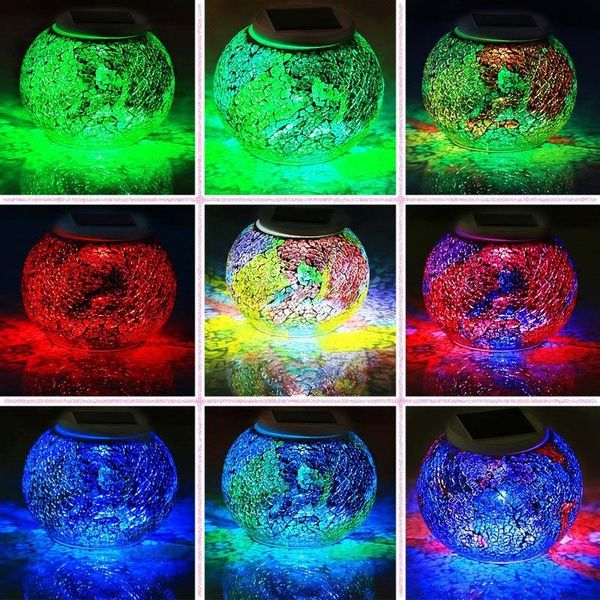 

brelong solar glass table lamp mosaic lamp waterproof night light home, garden, courtyard decoration, ideal gift (multicolor