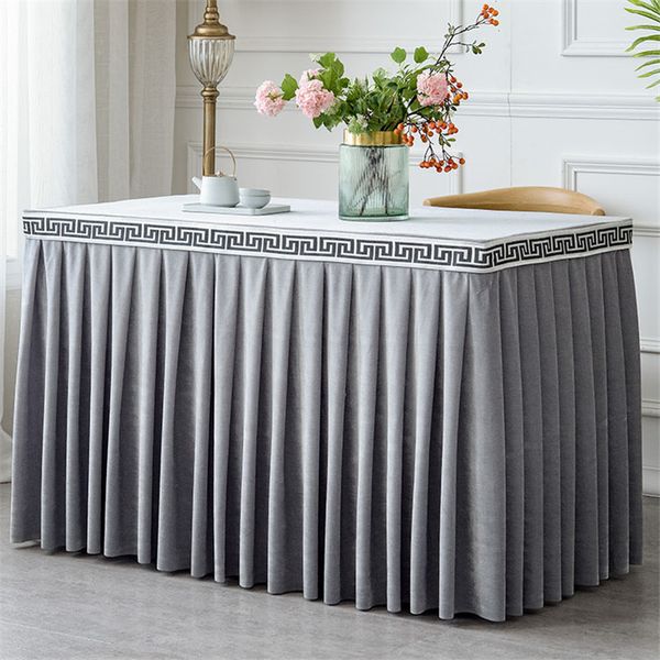 

one piece pleated flannel l table skirt with table cloth cover wedding party banquet decor