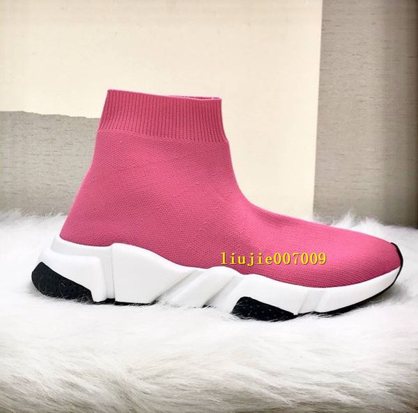 

new paris speed trainers knit sock shoe original luxury designer mens womens sneakers high casual shoes with box c09, Black