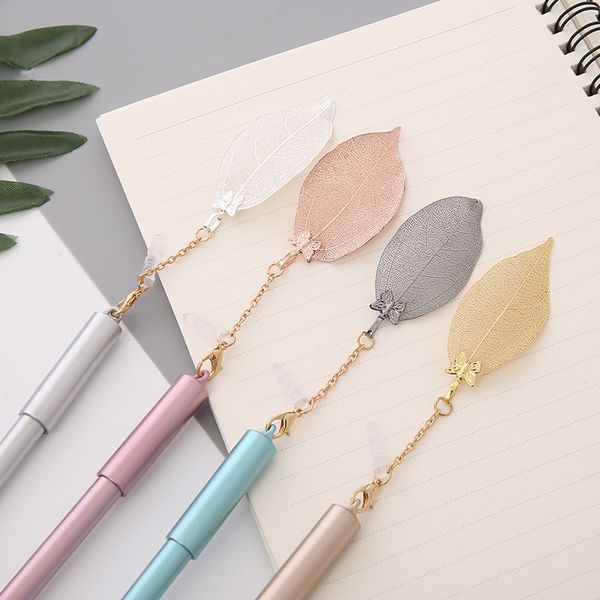 

36 pcs/lot leaf pendant gel pen cute 0.5mm black ink neutral pens promotional gift stationery school writing supplies