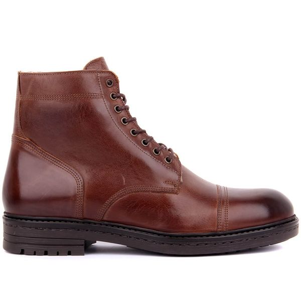 

sail lakers-tan leather lace-up men boots, Black
