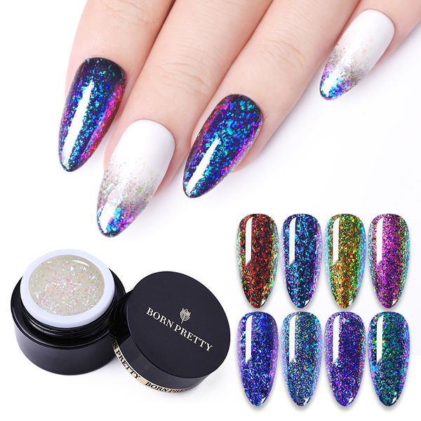 

1 box 5ml gel nail polish could walking series 3d chameleon sequins manicure soak off lacquer manicure nail art design varnish, Red;pink
