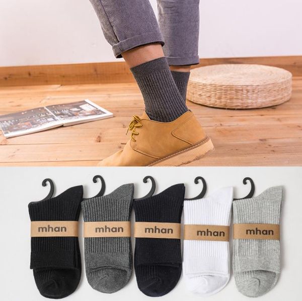 

fashion cotton moisture wicking socks fall winter casual men's soft comfort warm socks new year christmas party father's presents, Black