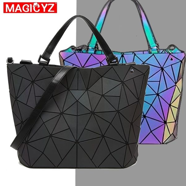 

women's diamond geometric deformation tote bag irregular folding shoulder bag holographic laser luminous bucket bag cj191205