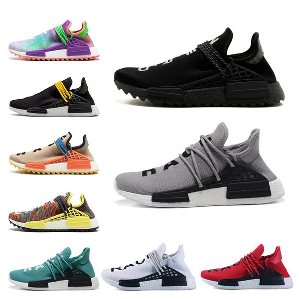 

New Human Race Hu trail pharrell williams men running shoes Nerd black cream Orange red mens trainer women sports runner sneakers size 36-47
