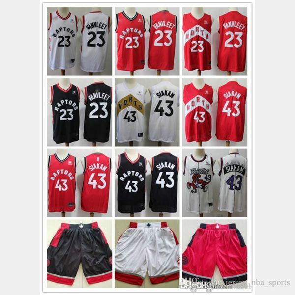 

new mens toronto raptors nba throwback jerseys pascal 43 siakam fred 23 vanvleet basketball jersey basketball shorts black white, Black;red