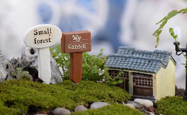 

resin crafts sign board signboard miniatures fairy garden gnome moss terrarium decor bonsai figurines micro landscape