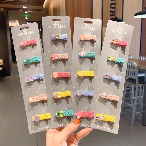 

5pcs/set cute cartoon princess hair clips girls headwear animal flower hairpins barrettes hairgrips baby hair accessories, Slivery;white