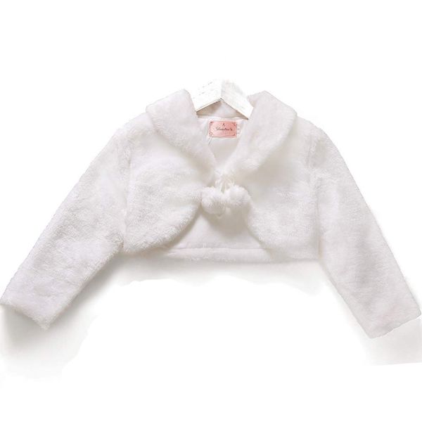 

spring kid girls fur jacket winter long sleeve warm blouse faux fur wool crop