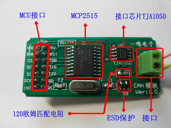 

can communication module mcp2515 spi interface schematic diagram and routine