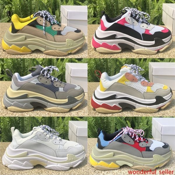 

designer triple s fashion platform men women old dad shoes black white lace up leather casual flat shoes luxury sneakers