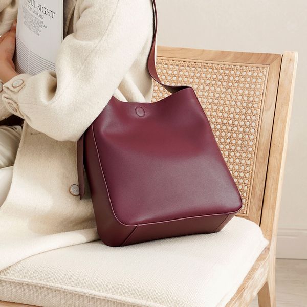 

woonam women new fashion handbag hide genuine calf leather bucket shoulder bag wb1111