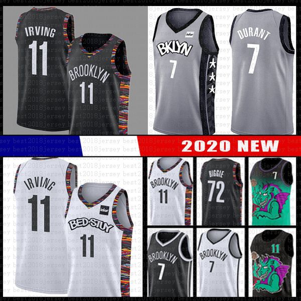 

kyrie kevin 7 11 durant irving basketball jersey net 2019 new ncaa college jerseys men's grey black white, Black;red