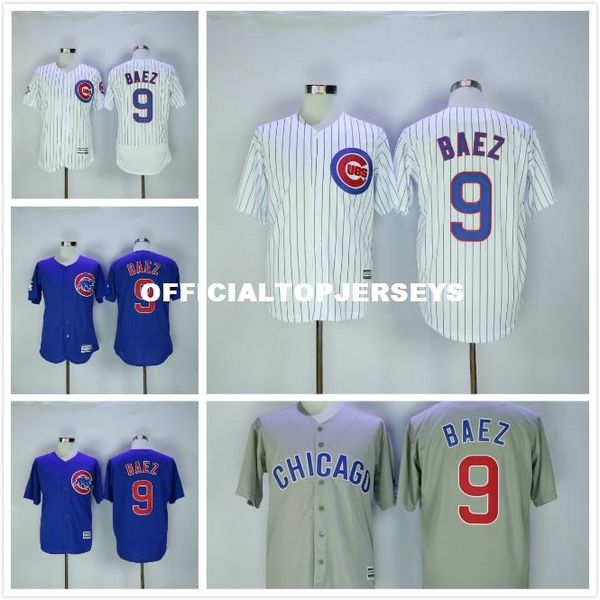 

mens #9 javier baez jerseys retro white blue gray, Black;blue