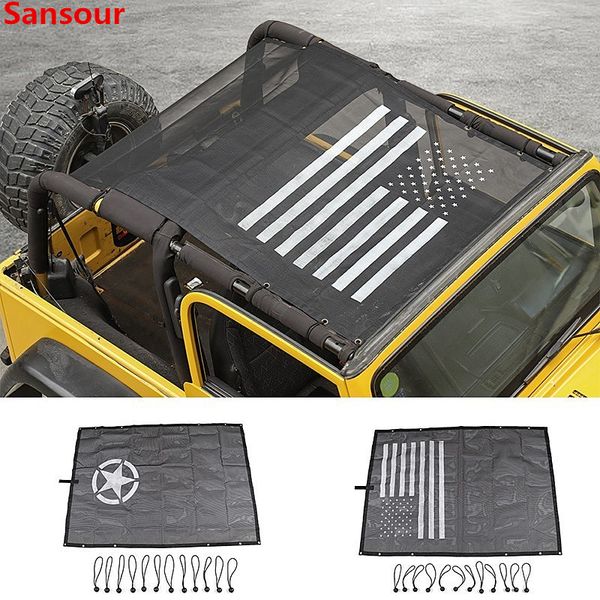 

sansour car sunshade cover for wrangler tj 1997-2006 car trunk roof anti uv sun protect insulation hammock bed rest net