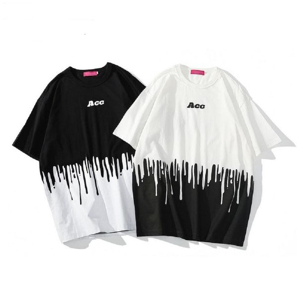 

mens hip hop живопись цвет блок футболки топы summer casual половина рукава мода streetwear хлопка с коротким рукавом, White;black