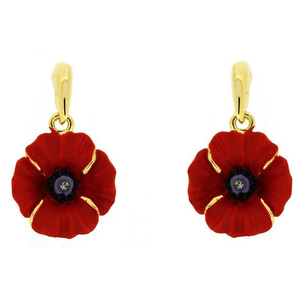 

1 pair poppy flower earrings poppy flower stud earrings alloy creative design ear rings for woman(gold) golden, Golden;silver