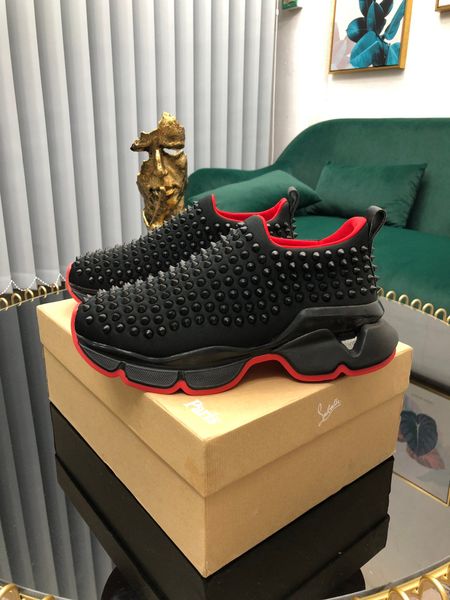 

fast delivery new style high-end luxury men's casual sneakers triple fashion men's brand men's shoes platform studded shoes s, Black