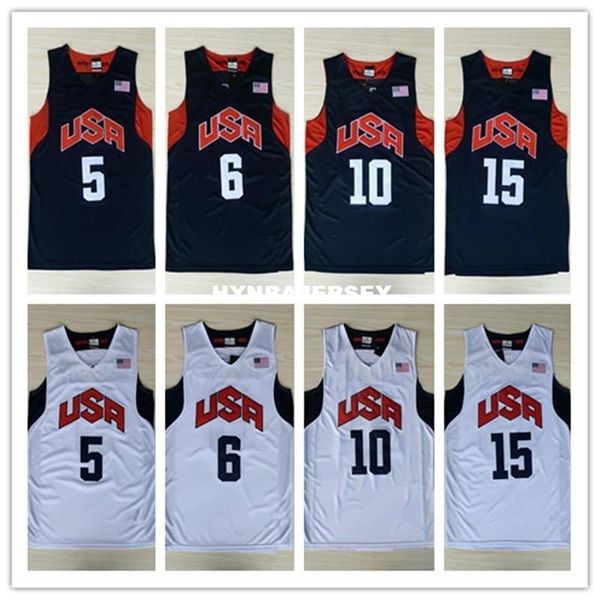 

2012 dream team london olympic games jersey #10 kb #6 lj basketball jerseys retro stitched ncaa college, Black;blue