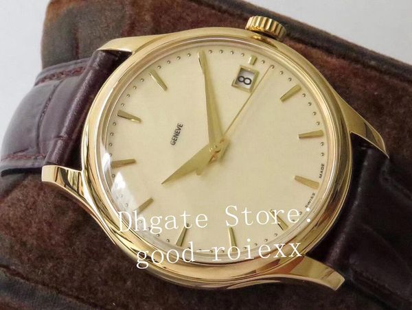 

luxury gold 39mm men's automatic zf factory 5227 watch cal.324 sc movement watches men calatrava calf leather band eta crystal wristwat, Slivery;brown
