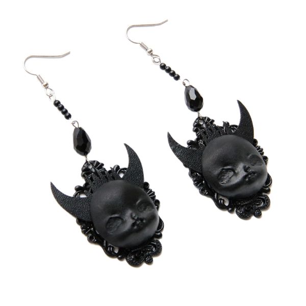 

gothic wind earrings devil death devil witch pendant earrings halloween costume jewelry, Silver