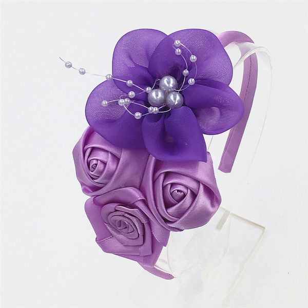 

cute hairbands hair hoop big flowers lace chiffon flowers rose flower hair band girls headband head hoop girls hair accessories, Slivery;white