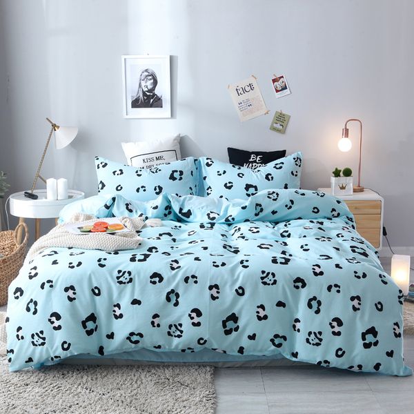 

new arrived bed quilts cover set blue leopard bedding set duvet cover+bed sheet+pillowcase