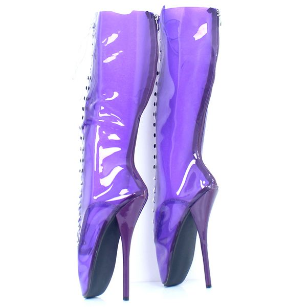 

new women ballet super fashion shoes pointed toe transparent clear vinyl thin fetish high heel boot, Black