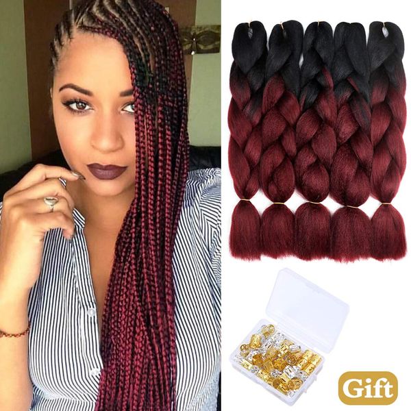 Ombre Braiding Hair Extension Kanekalon Synthetic Hair Crochet