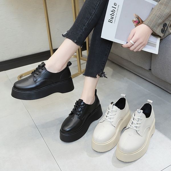 

shoes woman 2019 female footwear all-match clogs platform casual sneaker round toe black flats oxfords women's british style