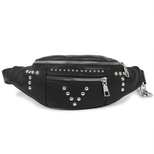 

women's pockets new fashion chest bag pu leather rivet messenger bag pockets
