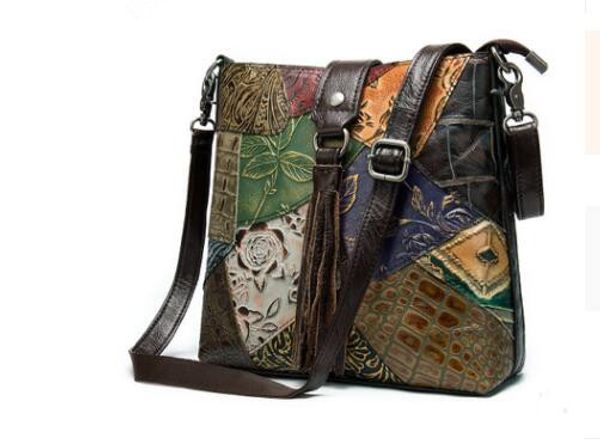 

2020 new women's bag head lady cowhide slant bag colour handbag female