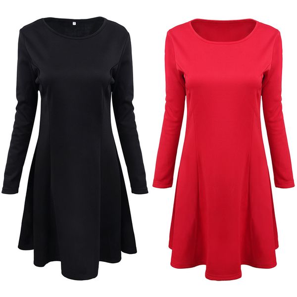 

womens designer solid color large skirt dress, Black;gray