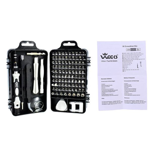 

screwdriver set 115 in 1 sets multi-function computer pc mobile phone cellphone digital electronic device repair home tools bit