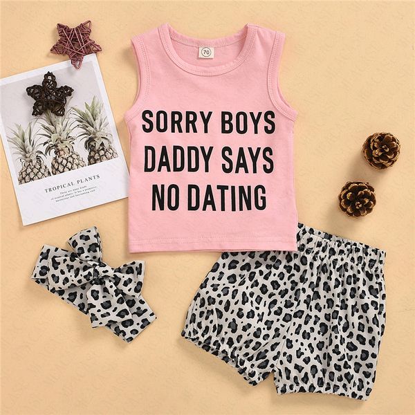 

2020 baby girls shorts set with hairband head band wrap 3 piece tracksuit infants toddler kids leopard shorts casual sports suit d62312, White