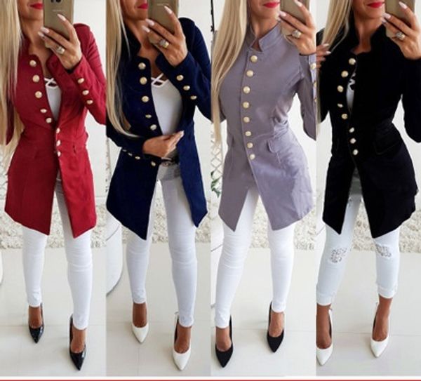 

women autumn long sleeve blazer coats single button blazer outfit coat, White;black