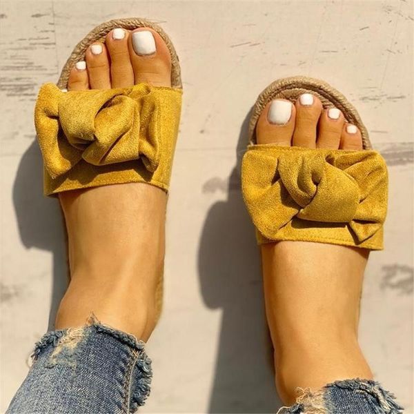 

bow summer sandals slipper women summer beach indoor outdoor linen flip-flops shoes female fashion floral shoes, Black