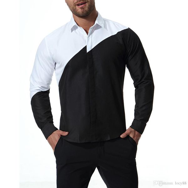 

new ouma summer black and white stitching letters in large yards long sleeve shirt shirt male body paragraph aowofs