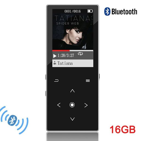 

touch key 16gb bluetooth mp3 player built-in speaker, hifi lossless music player 1.8 inch tft screen fm radio with fm