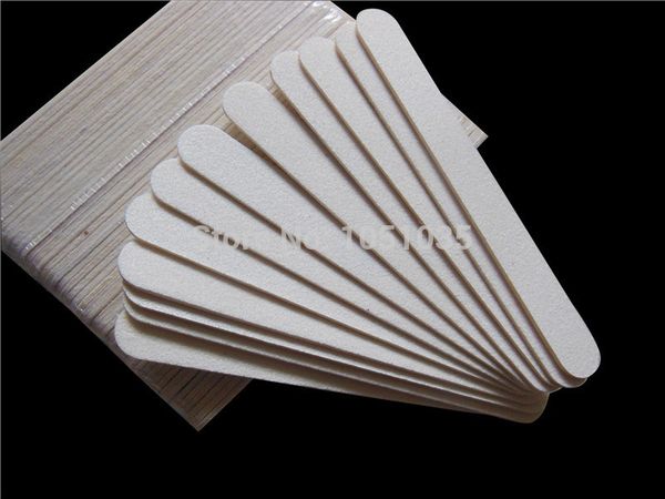 

100 pcs white wooden nail file 80/80 wood emery board 5" nail file manicure tool