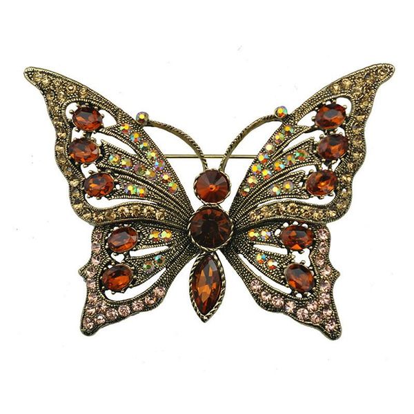 

кристалл бабочка животных брошь флэш дрель ретро насекомых пальто шелковый шарф груди цветок ювелирные изделия, Gray