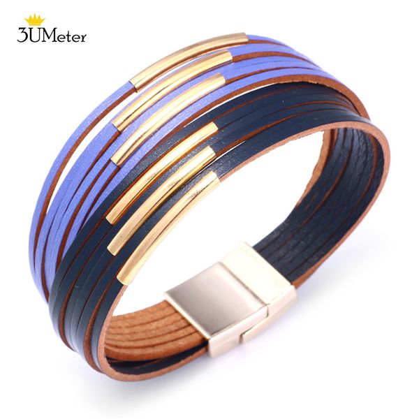 

кожаный многослойный браслет для женщин boho wrap браслеты золотой трубки браслет ручной работы браслеты ювелирные изделия подарок для матер, Golden;silver