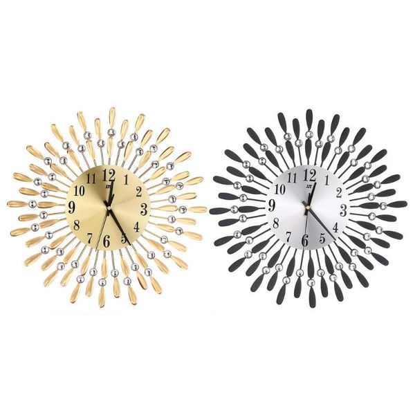 

bz442 european style quartz movement home office wall clock modern flower shape aluminum mirror clock for living room