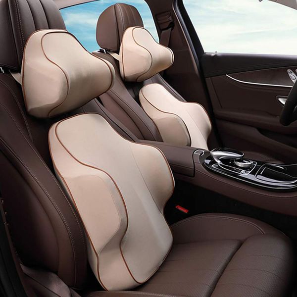 

seat headrest cushion ergonomic lumbar spine support cushion breathable memory cotton car pillow